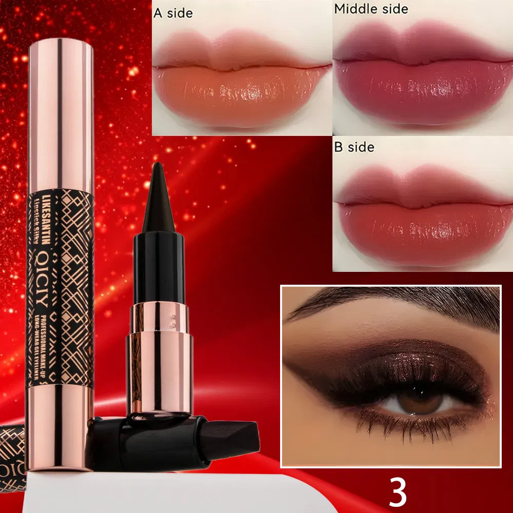 Cosmetic 6g 3 Color Lipstick + Eyeliner Makeup Set