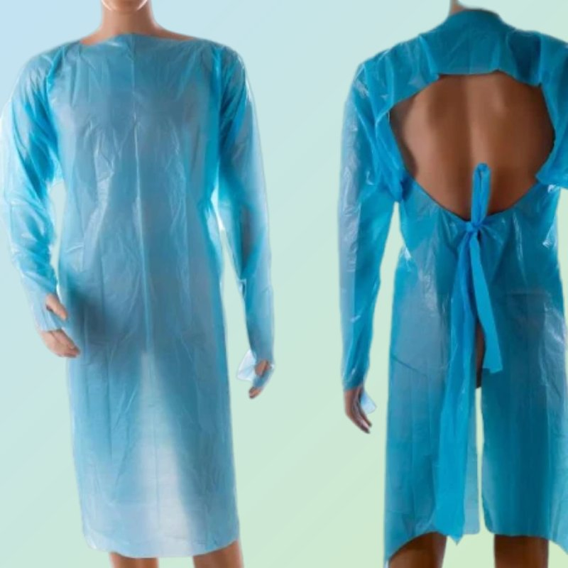 Polyethylene Disposable Waterproof Non Sterile CPE Gown with Thumb Hole