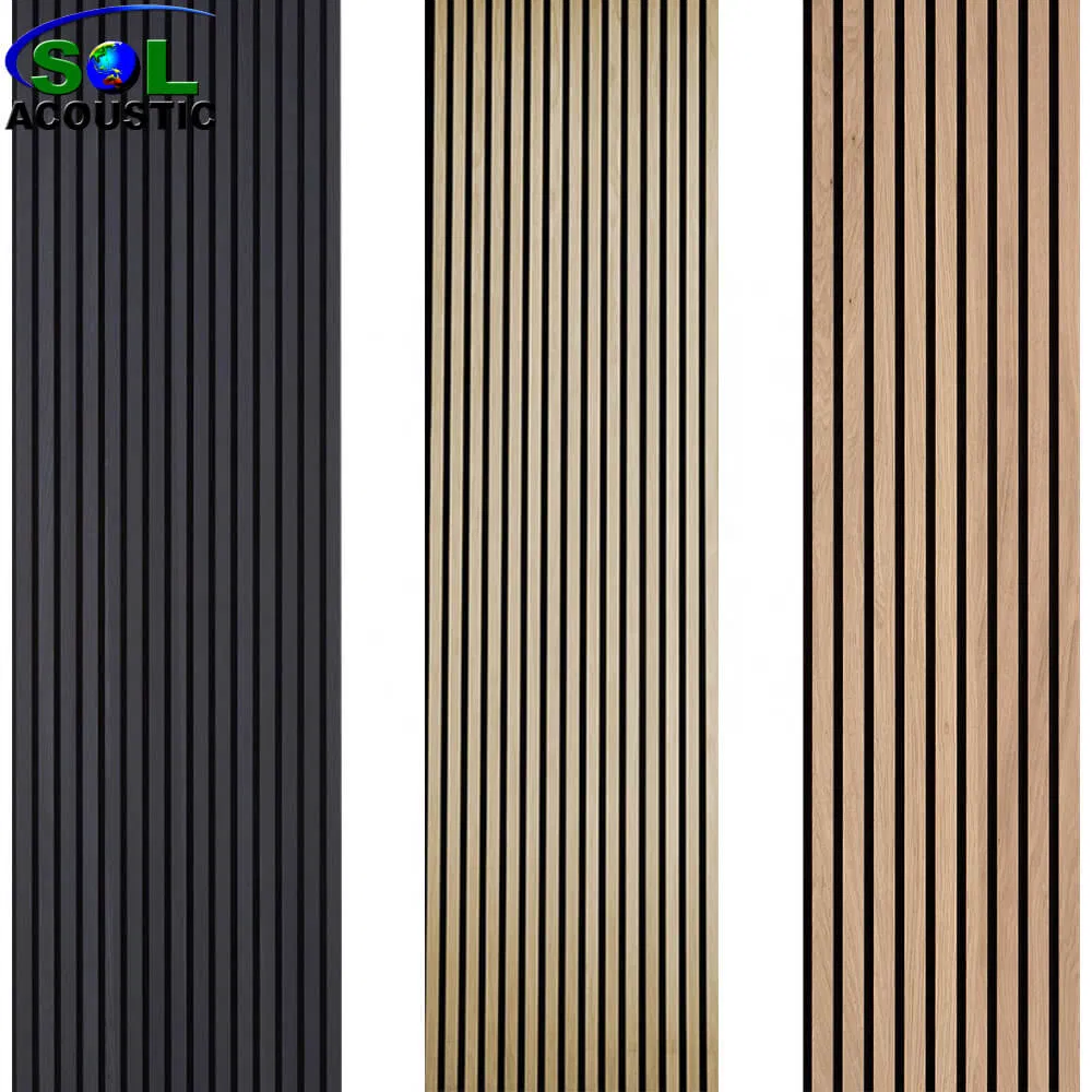 Sol Acoustic High Quality Soundproof Wall MDF Wood Slatted Acoustic Felt Panels