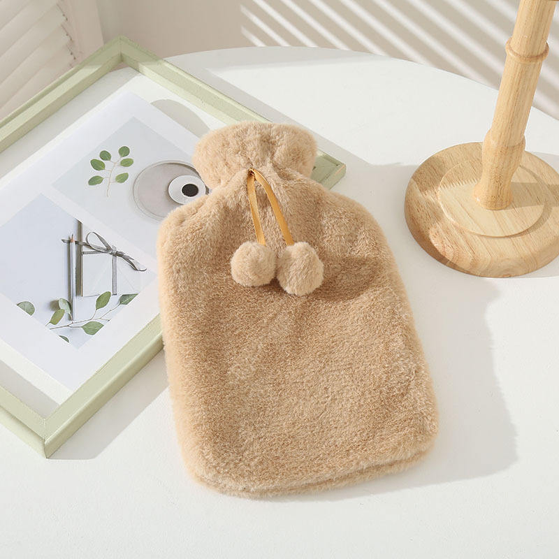 High Quality Natural Rubber Rabbit Fur Plush Warmer Hot Water Bag