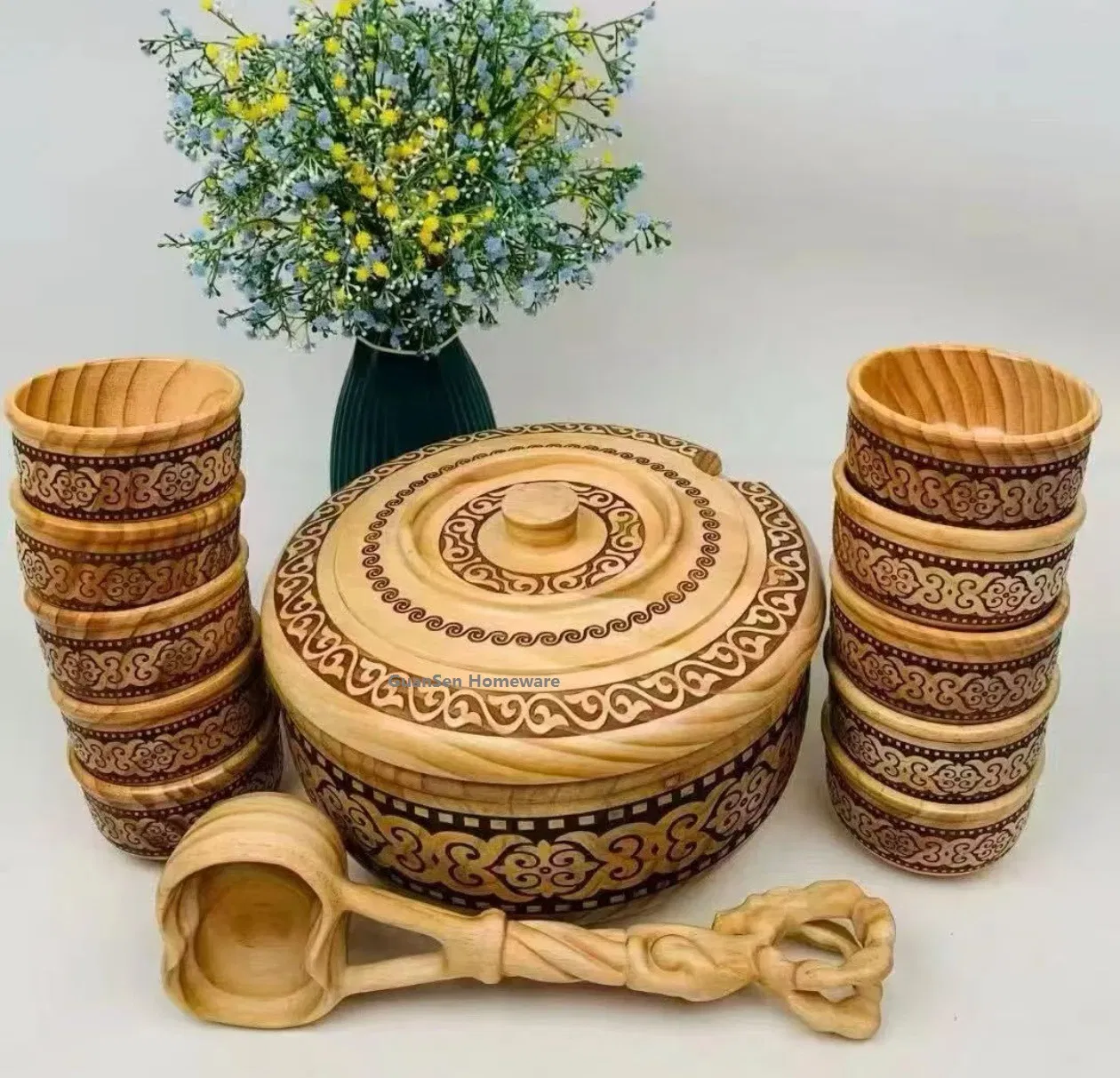 Factory Wooden Bowl Milk Tea Mixing Bowl
