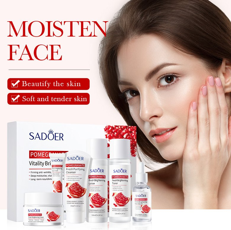 Wholesale Organic Red Pomegranate Vc Moisturizing Deep Cleansing Anti Aging Vitamin C Skin Care Set