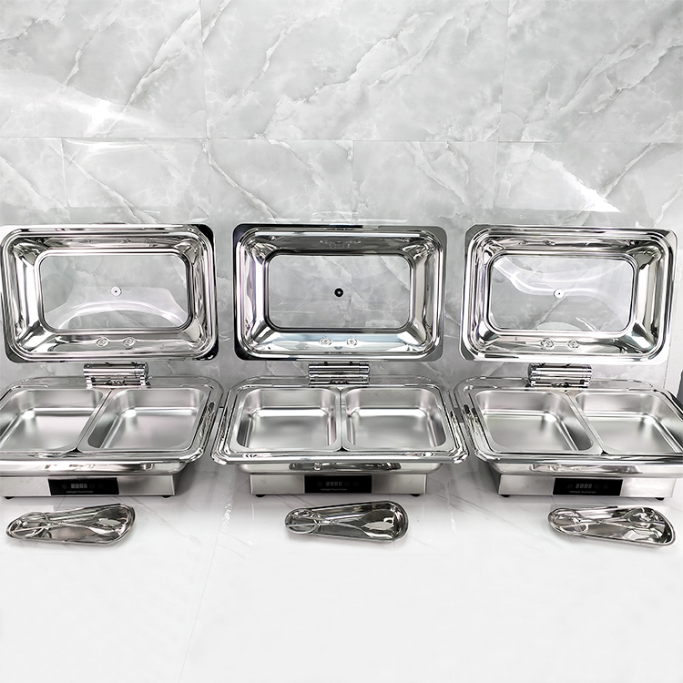 Sliver Electric Heating Stainless Steel Chafing Dish Buffet Food Warmer Buffet Stove for Hotel