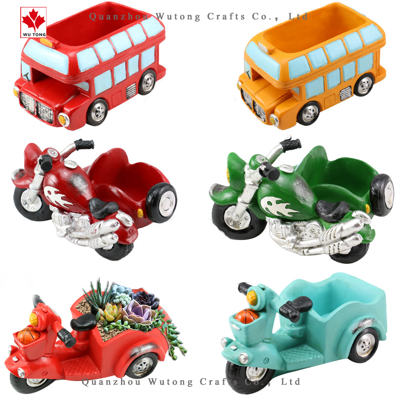 Кашпо-машинка для суккулентов, ручная работа