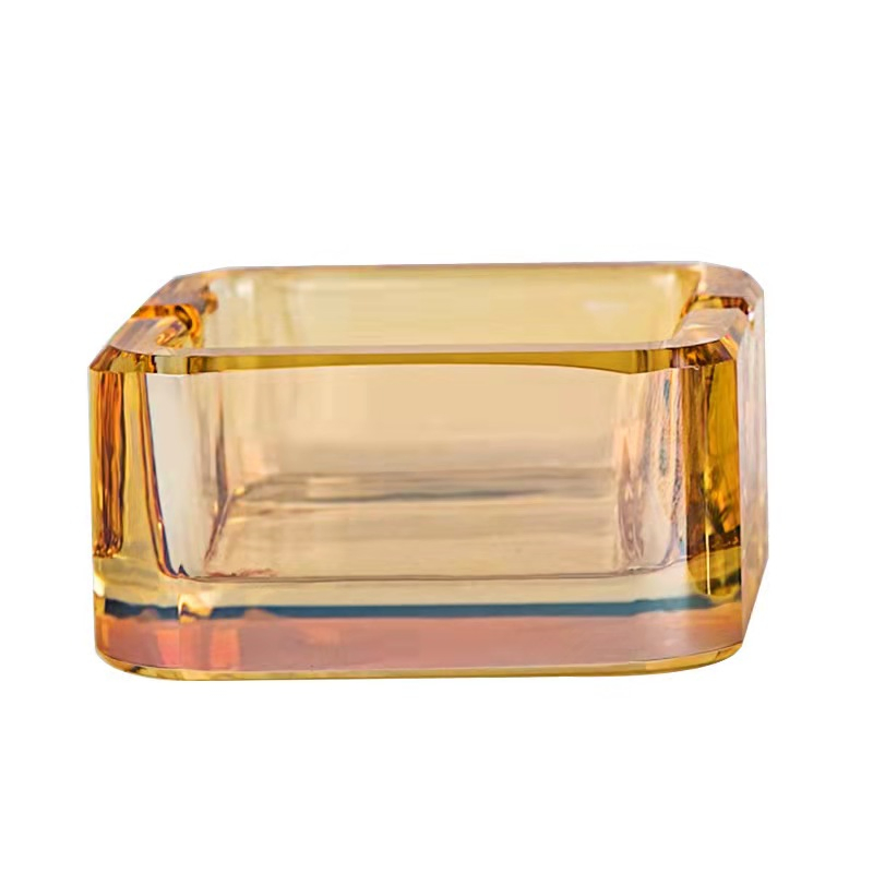 87*39mm Custom Printing Rectangular Cigarette Herb Tobacco Glass Ashtray