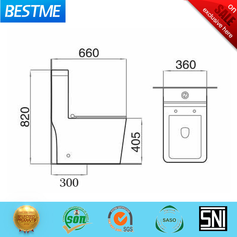 Guangdong Factory Bathroom Inodoros Wholesale Siphonic Dual Flush Sanitary Ware One Piece Ceramic Wc Toilet (Bc-5106A)