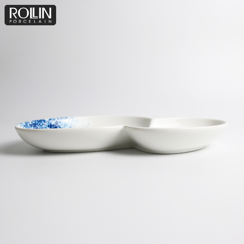 Porcelain Color Two Divided Plate for Hotel and Restaurant