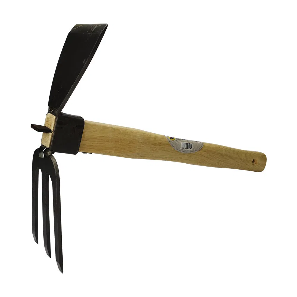 Woodhandle Carbon Steel Two Way Hoe Rake 2in1 Gardenrake