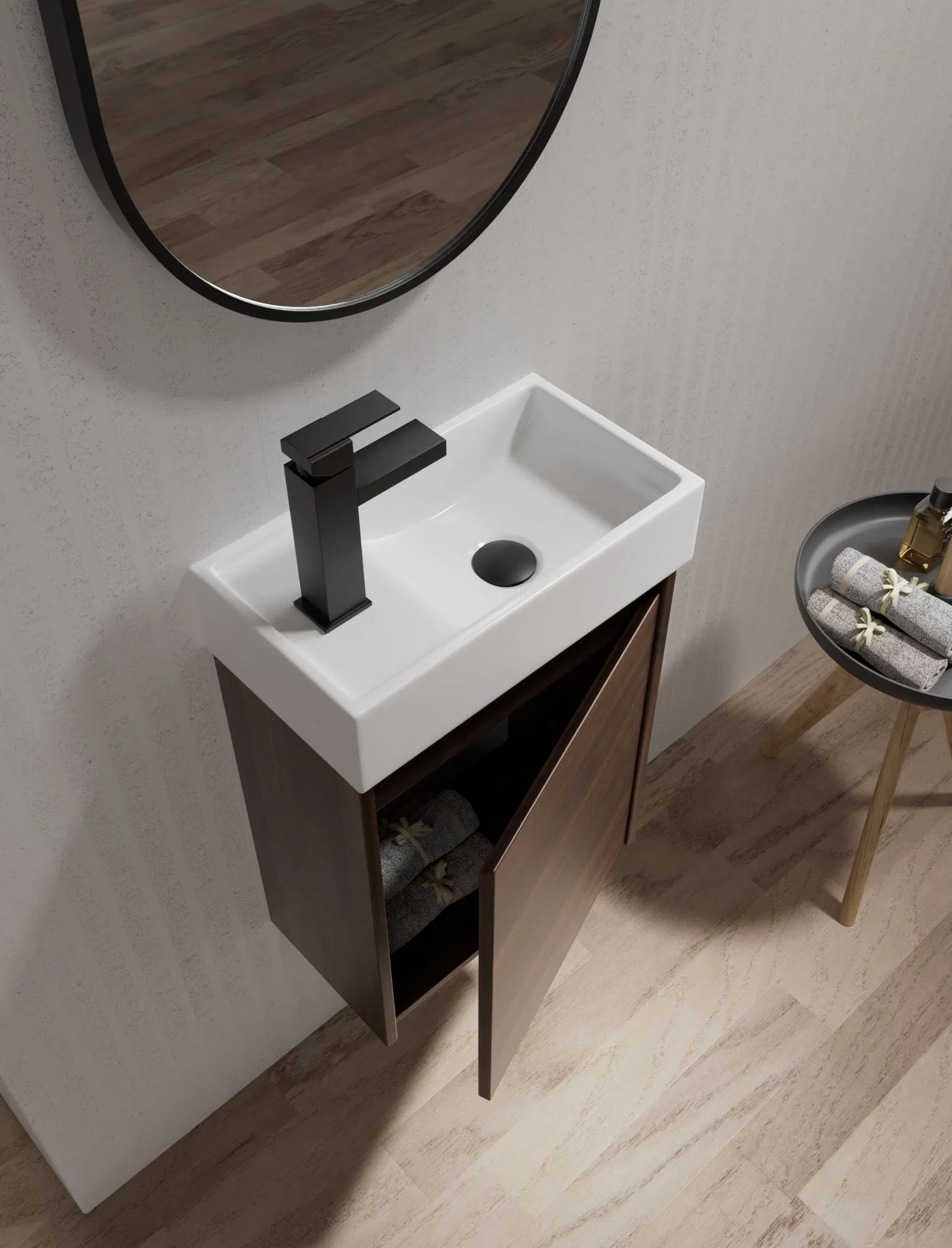 Настенная раковина для ванной с умным зеркалом