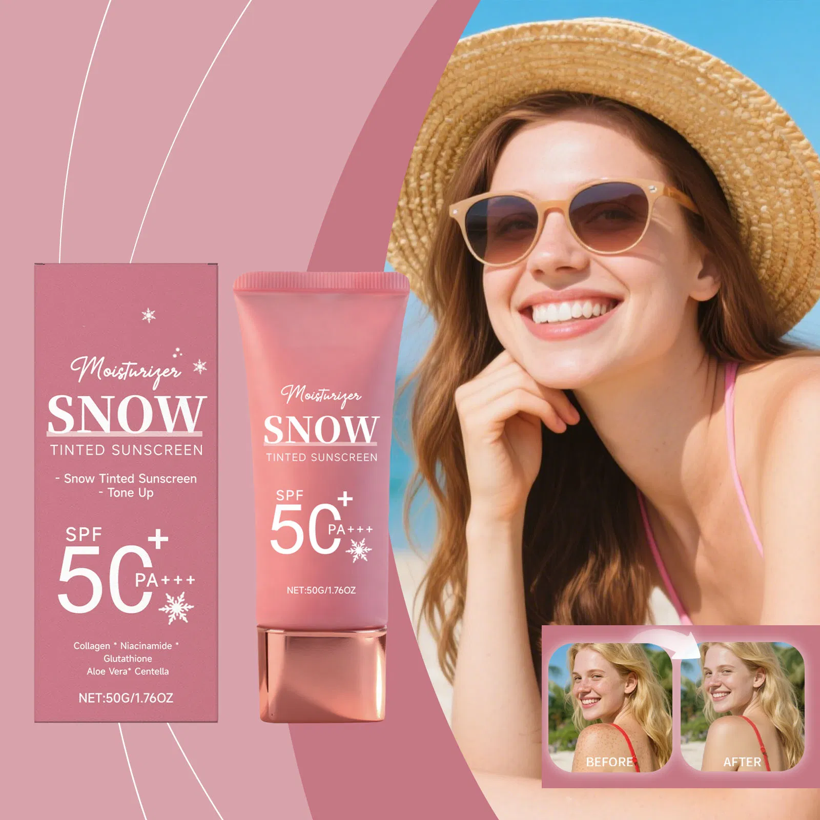 All-in-One Face Sunscreen Foundation with Broad Spectrum Protection Against UVA UVB Rays Tinted Sunscreen Mositurizer