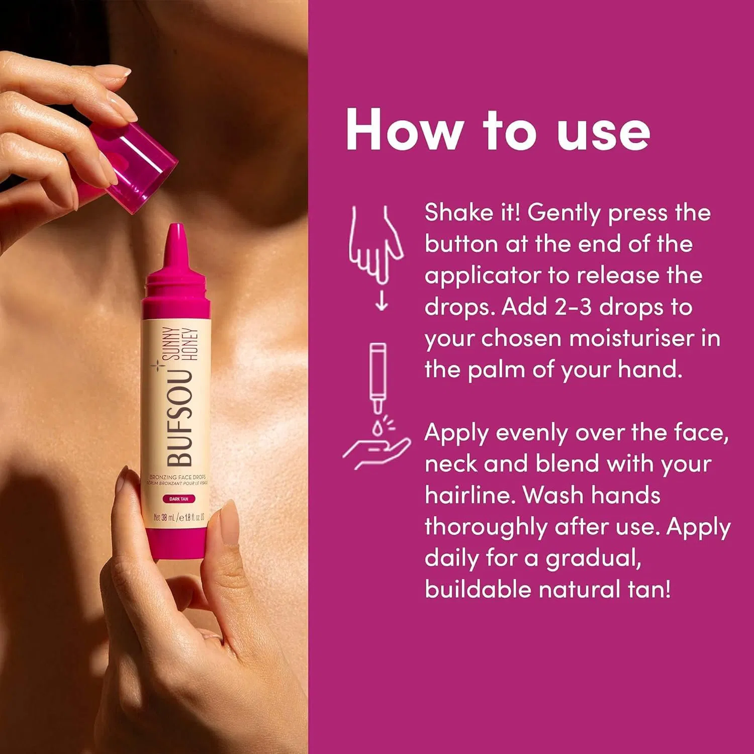 OEM Indoor Face Tanner Coconut Bronzing Face Drops Natural Hydrating Hyaluronic Acid Private Label Moisturizing Self Tanner