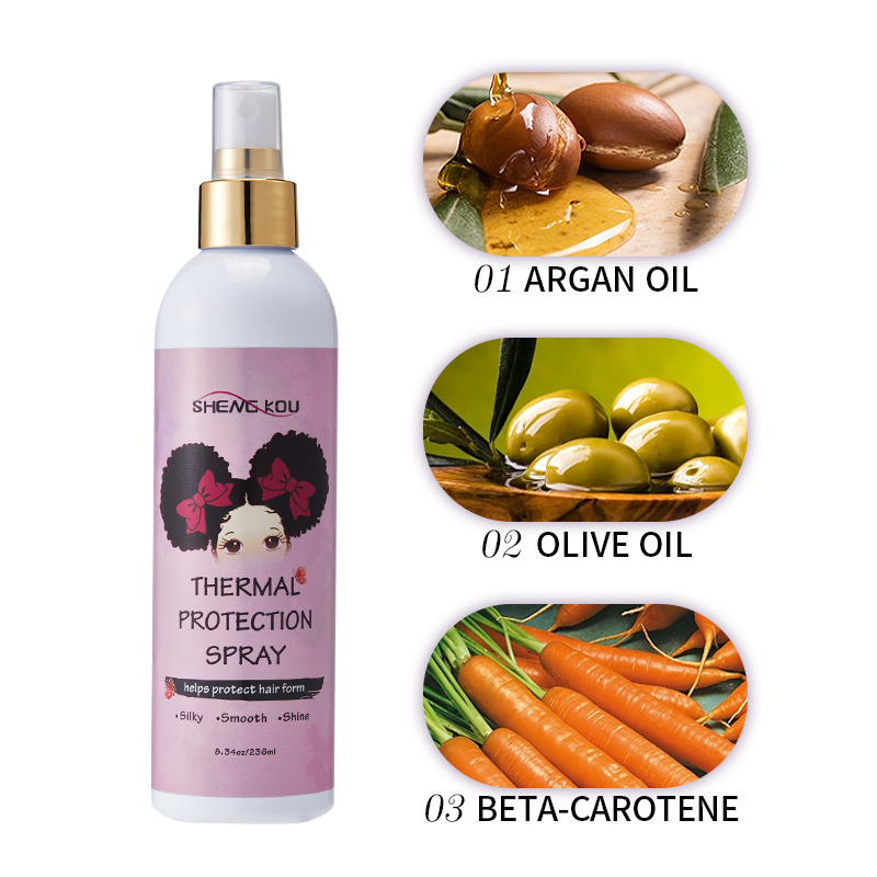 Private Label Custom Argan Oil Heat Protectant Spray Smooth Shine Hair Thermal Protection Spray