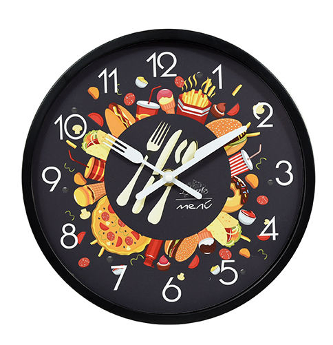 Modern Frying Pan Design, Kitchen Pot Spoon Fork, Dining Room Kitchen Special Design, Decorative Wall Clock, Funny Clock
