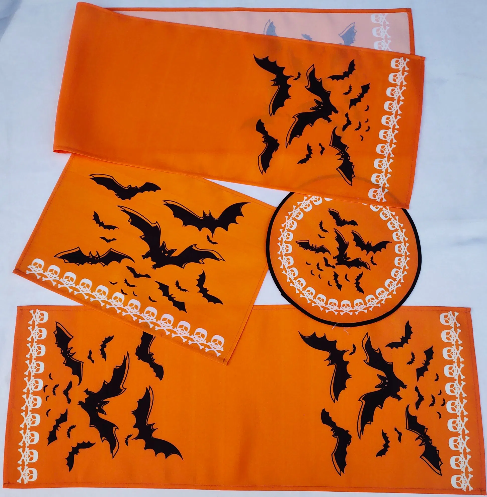 Pumpkin Ghost Black Cat Halloween Printed Placemat Decoration Small Table Runner Flag
