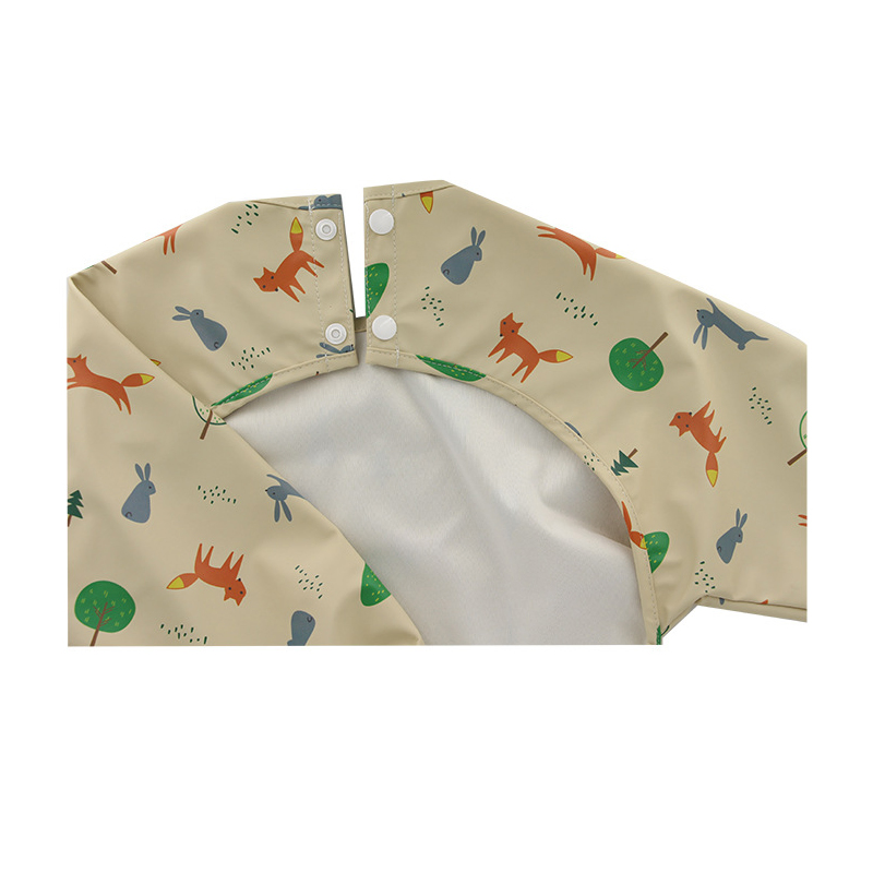 Children's Waterproof Smock, Reverse Dressing, Waterproof Eating Bib, Oil-Proof Baby Smock, Food Pocket
