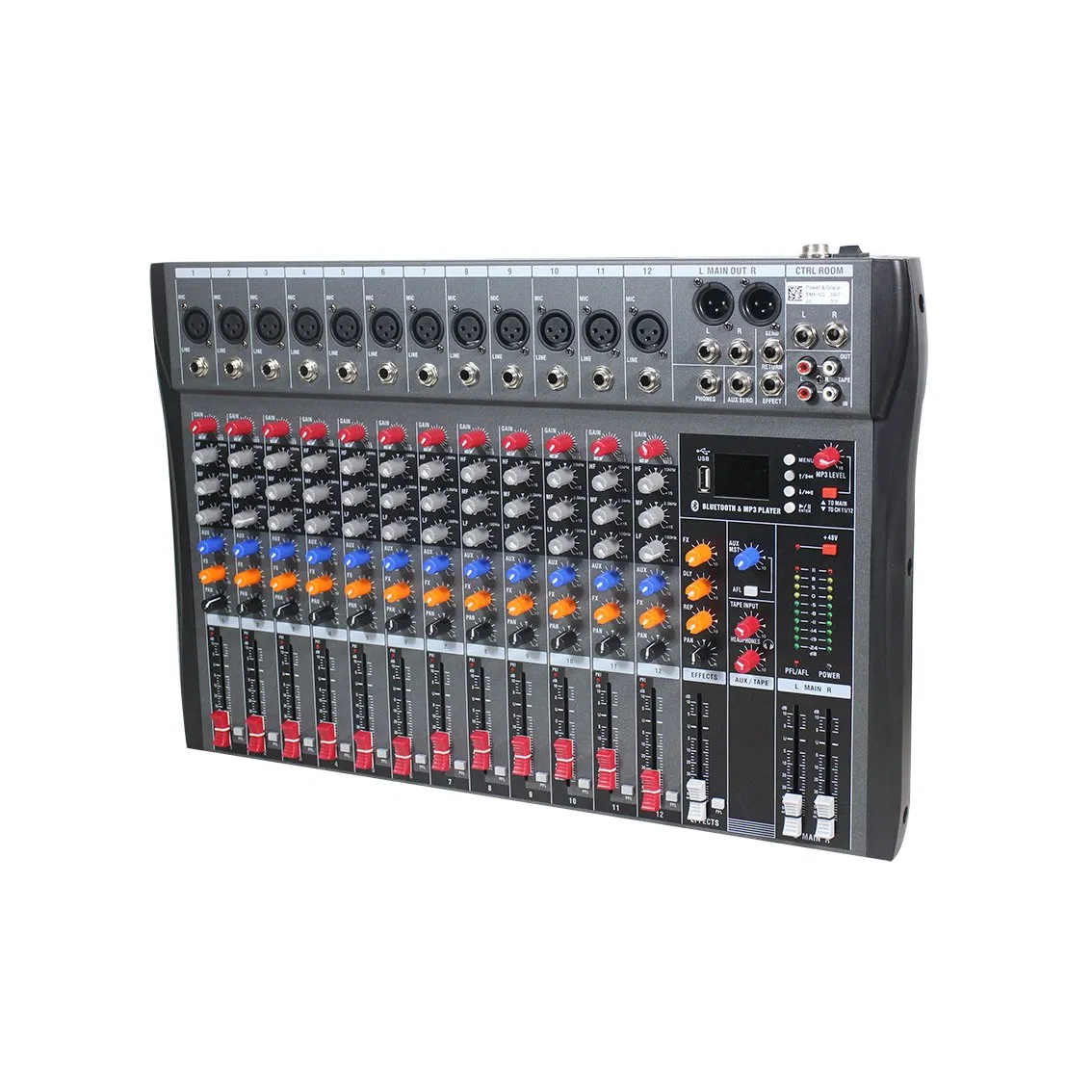 Professional 6/8/12/16 Channels DJ Bluetooth Mini Audio Mixer Console with Delay, Digital Effect, USB, One Output and One Return