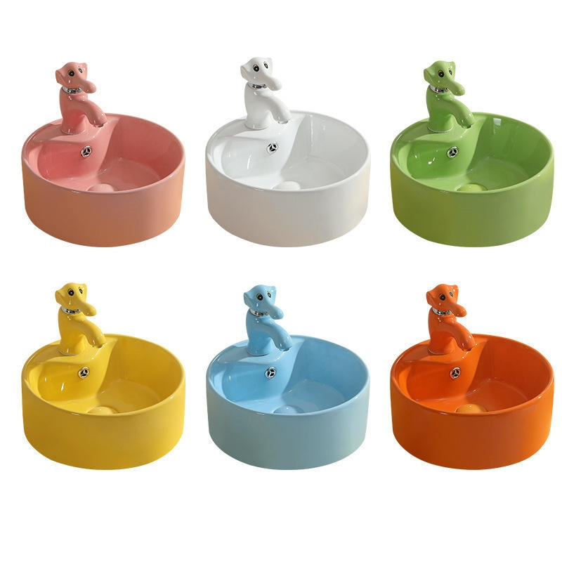 High Level Children Bathroom Colored Ceramic Squatting Pan with Apple Shape Tank Kindergarten Squat Toilet for Kids