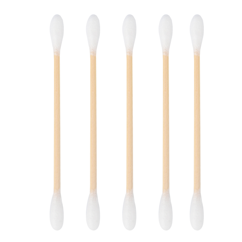 Eco-Friendly 100 PCS Bamboo Stick Cotton Swabs with Zipper Bag