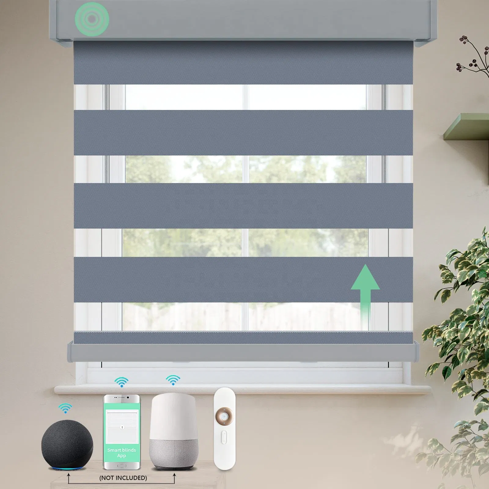 Screen Fabric Smart Remote Control Blackout Curtain Alexa Compatible Motorized Zebra Blinds