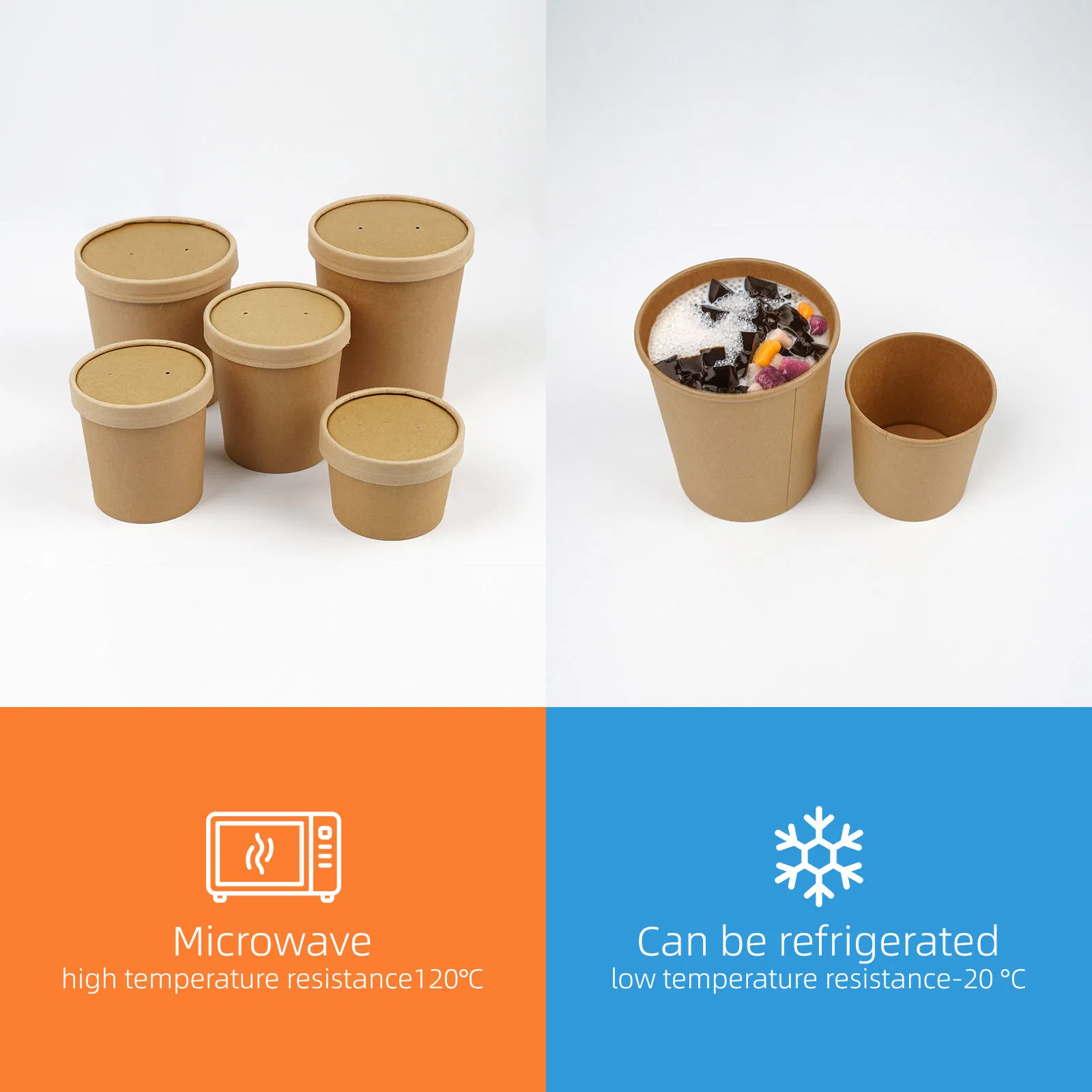 Compostable Complete Meal Paper Soup Cup with Kraft Soup Bowl Solution