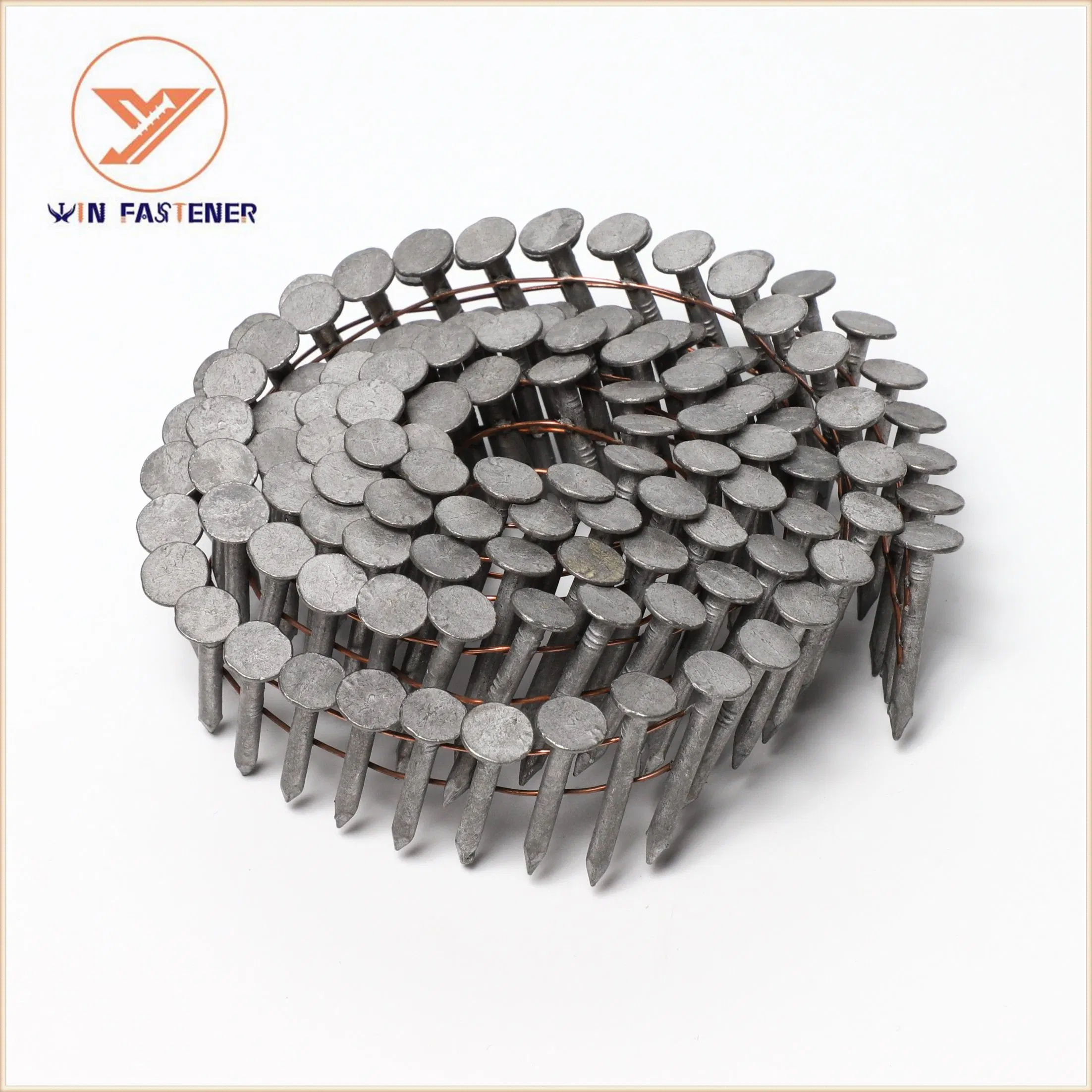 High Efficiency Pneumatic Double Wire Connected Coil Nail with Smooth Ring Screw Shank Options