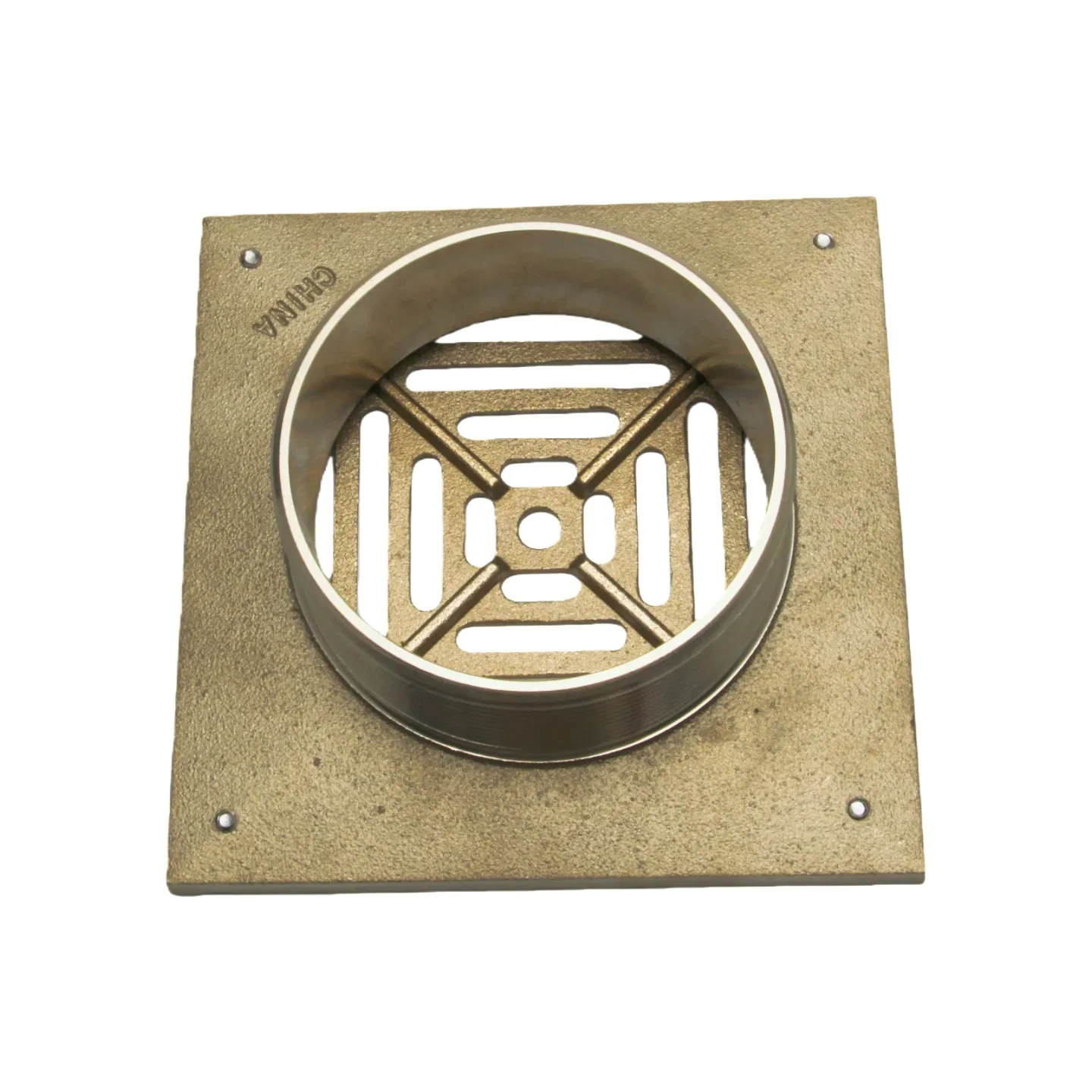 Bathroom Kitchen Floor Waste Outlet Heavy Duty 15X15cm Brass Floor Drain