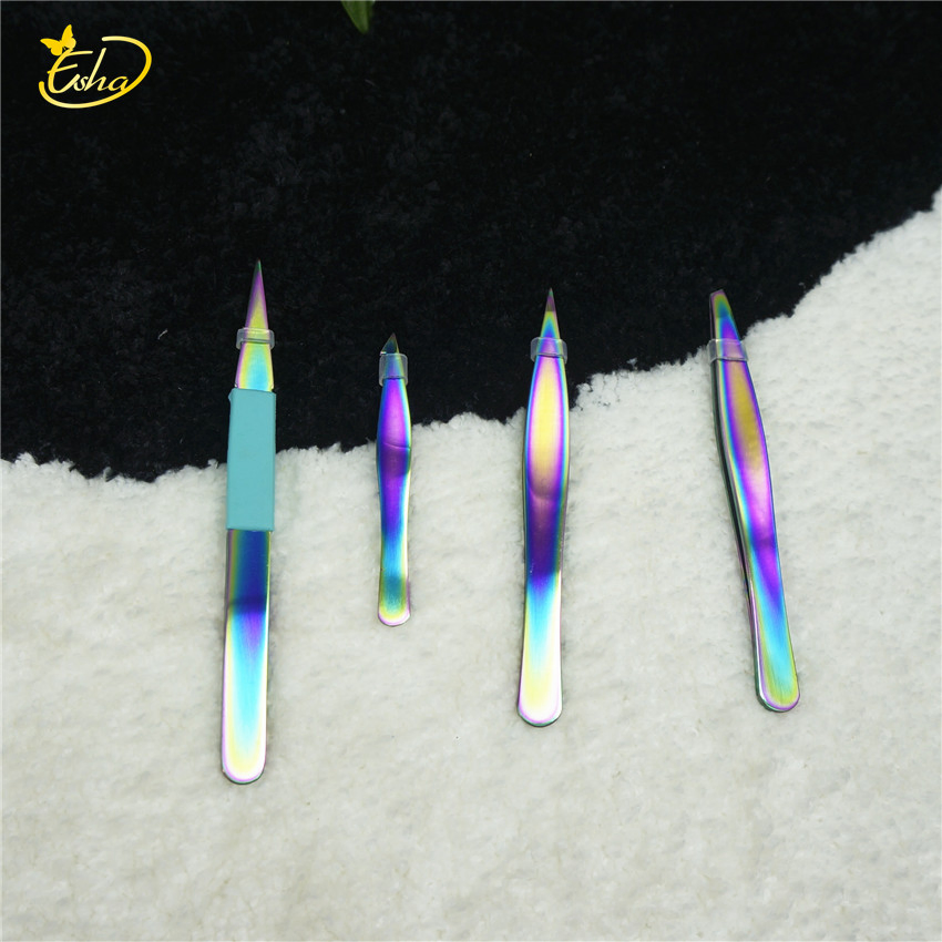 High Precision Squared Slanted Eyelash Extension Fantasy Eyebrow Tweezers Pointed Eyelash Tweezers