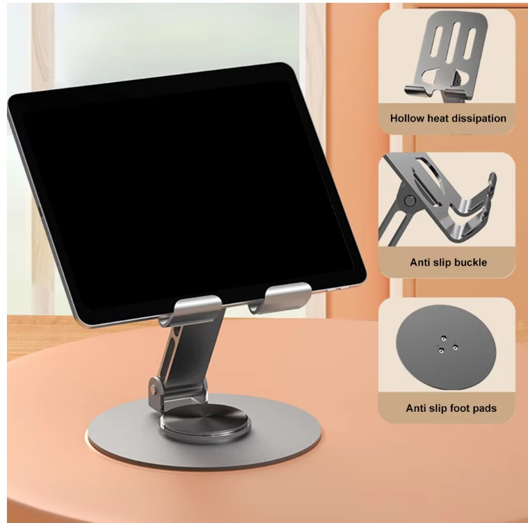 360 Degree Rotatable Full Aluminum Alloy Metal Phone Stand Base and Cell Phone Holder