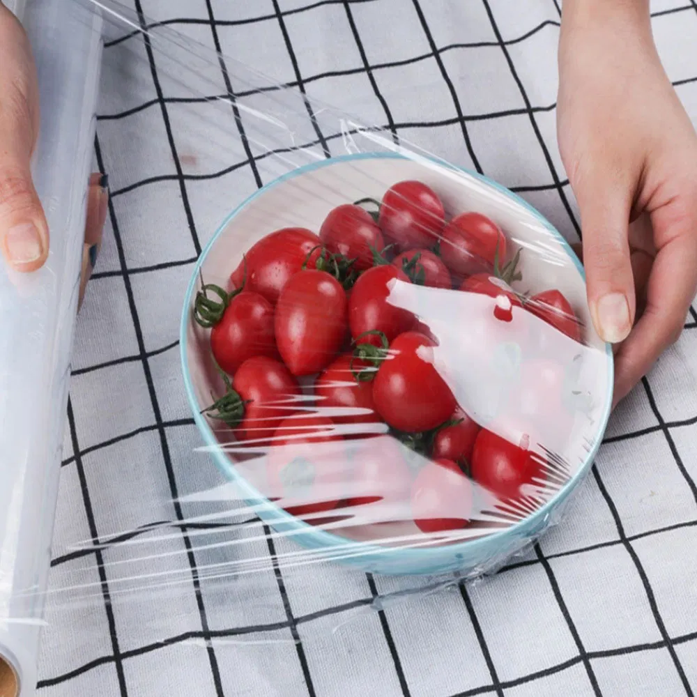 Food Grade Cling Wrap Film High Stretch Transparent Clear Waterproof Packing Material Food Wrapping Film