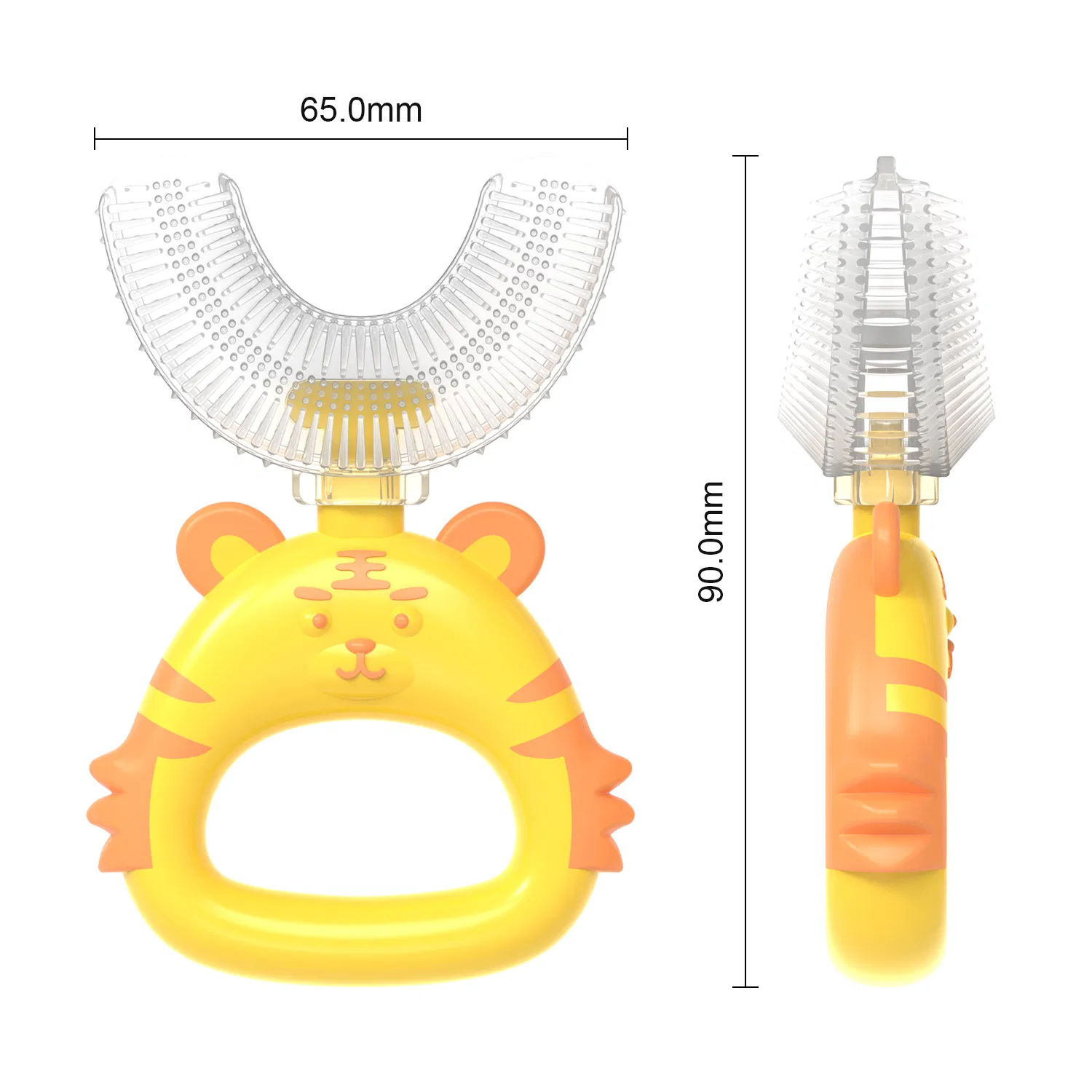 U-Shaped Mold Kids Toddler Toothbrush Food Grade Soft Silicone Brush Head Manual Whole Mouth Toothbrush for Baby Children 360° Oral Teeth Cleaning