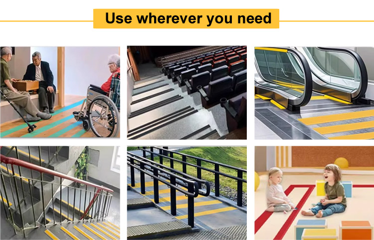 Self Adhesive Rubber Anti-Slip Strips No Slip Stair Tread Fireproof