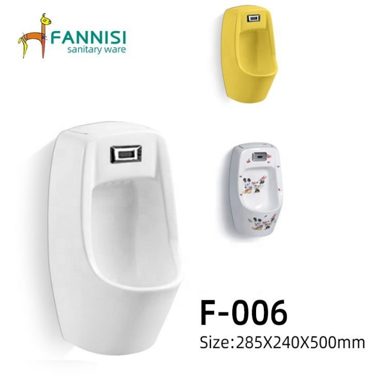 Wholesale Yellow Pattern Ceramic Small Size Urinal for Kids with Automatic Sensor