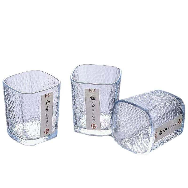 Hammer Patterned Cup Simpletransparent Glass Four Sided Thickening Wine Glass
