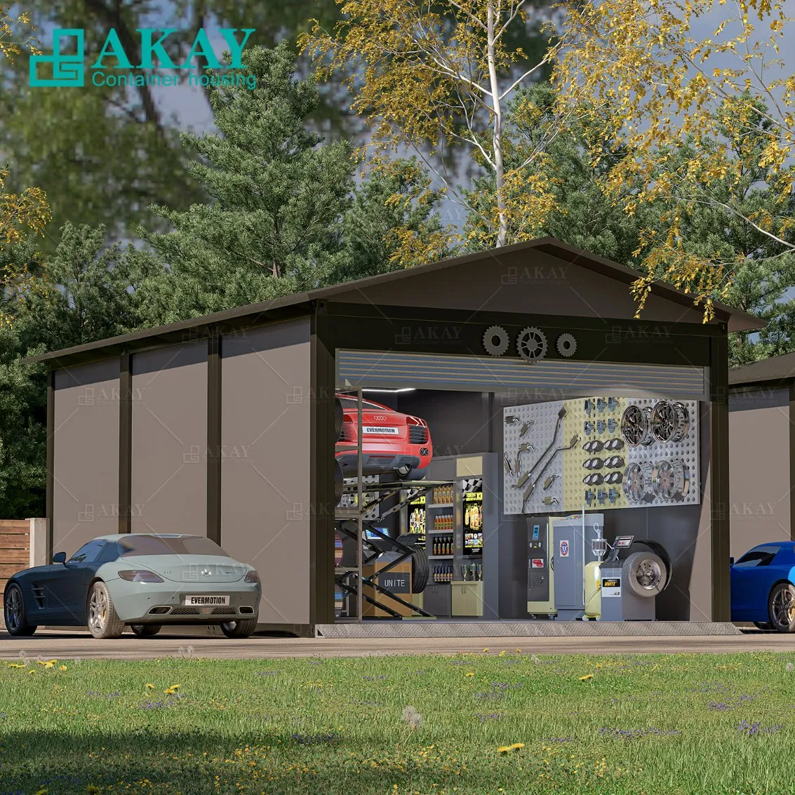 Hot Sales Light Steel Frame 20FT Prefab Container House Garage Prefabricated-Building