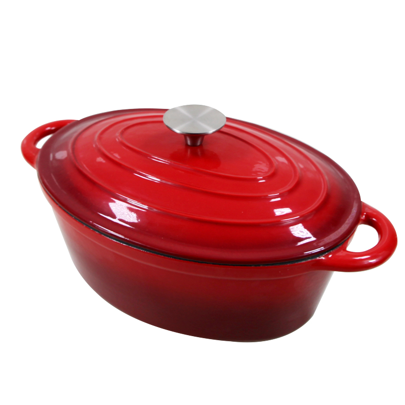 Чугунная эмалированная жаровня с крышкой, 30 см