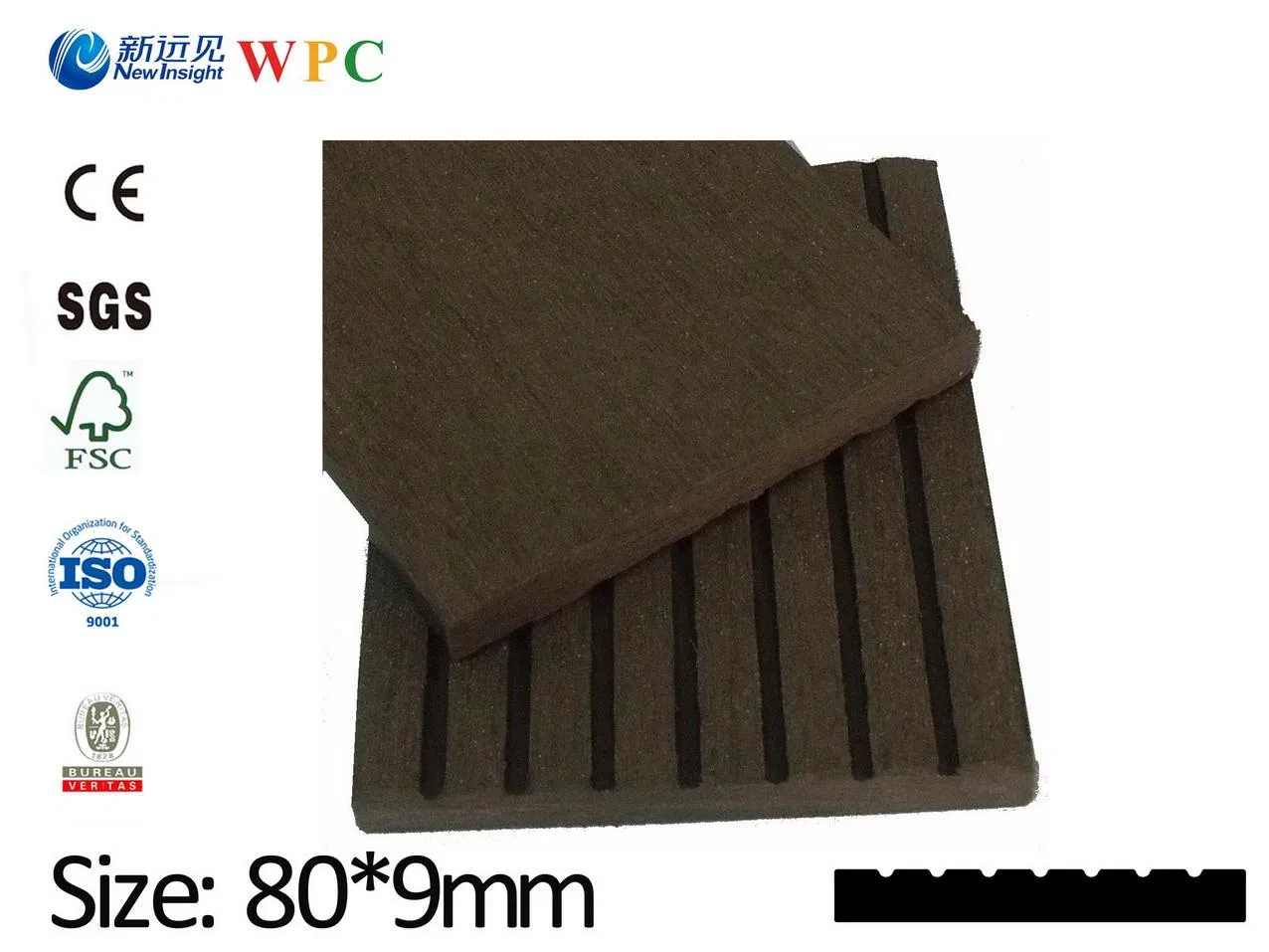 Водостойкая WPC-панель LHMA009A, вишня, 80x9 мм
