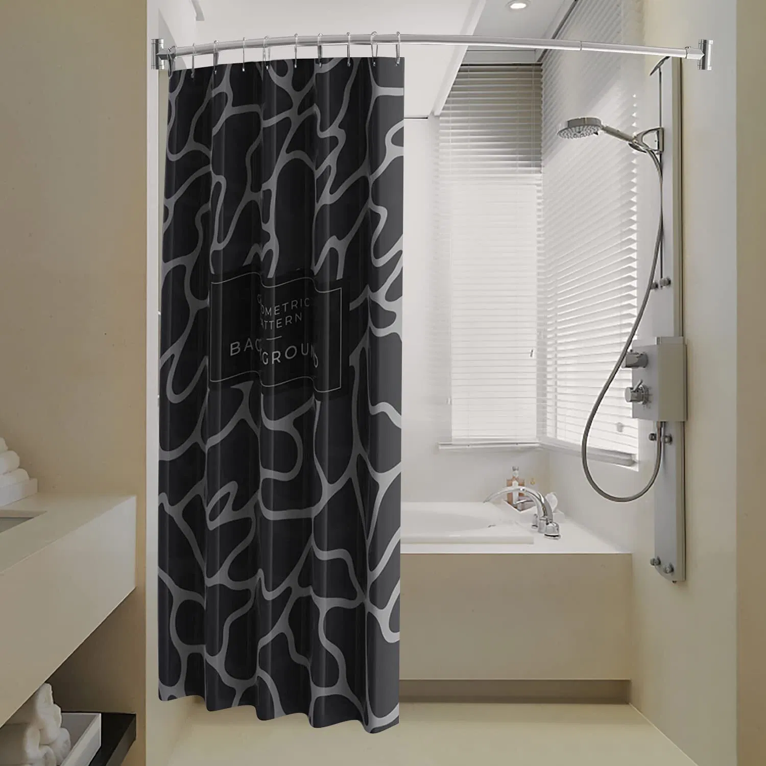 Хромированная душевая штанга с регулировкой и изгибом