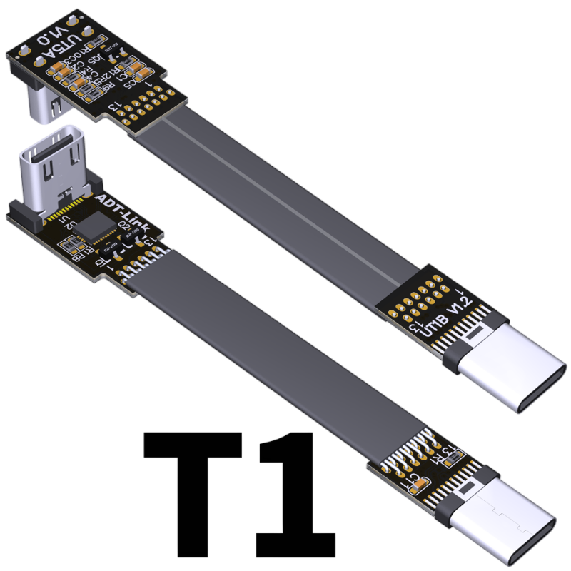Flexible FPC Ribbon USB Type C Extension Cable High-Speed USB 3.1 Type C Extension Cable with 90-Degree Adapter