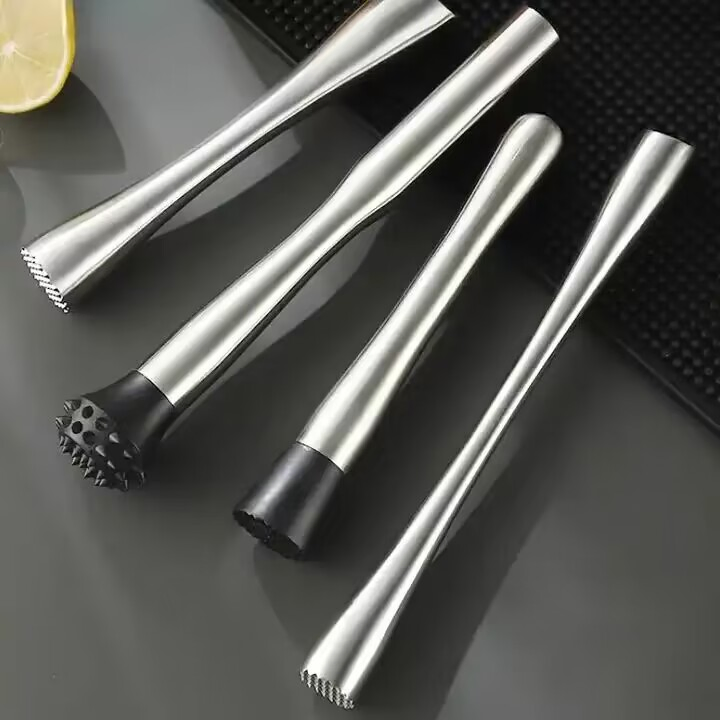 Creative Custom Logo Bar Stainless Steel Black Silver Copper Gold 22.5cm Drinking Cocktail Muddler for Lemons and Ice Cubes for Diageo Hennessy