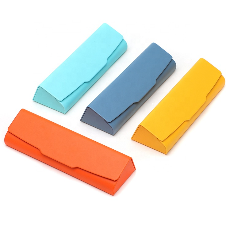 Factory Wholesale Triangle Handmade Sunglasses Folding Box Custom Logo Leather Glasses Case Soft Bag_Algz_1600173