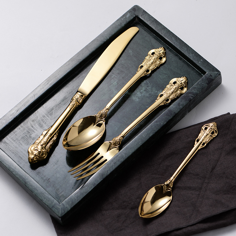 Stainless Steel Cutlery Set Palace Series Gold Plated Vintage Cutlery