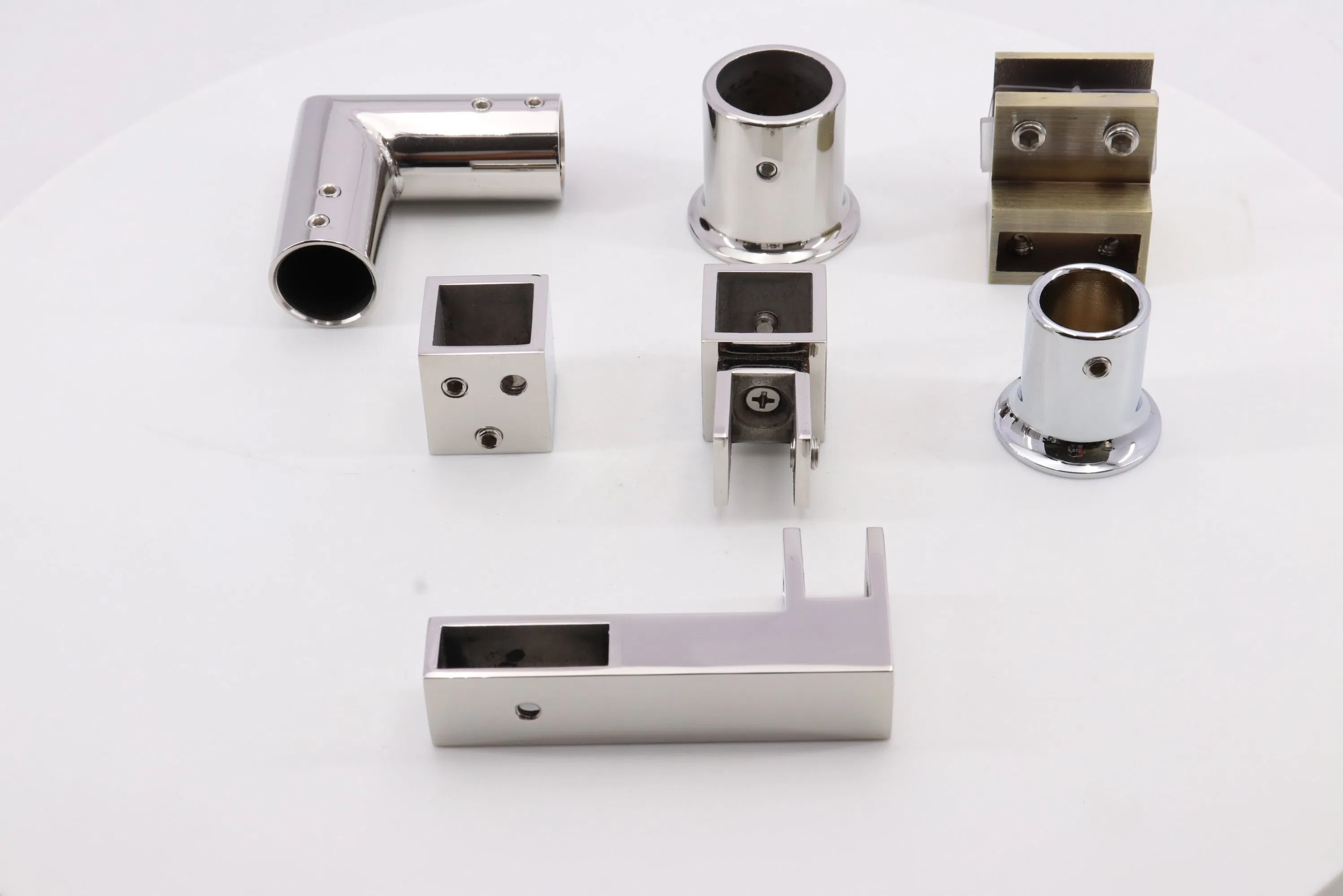 Stainless Steel F Shape Polished Glass to Glass Wall Corner Connector