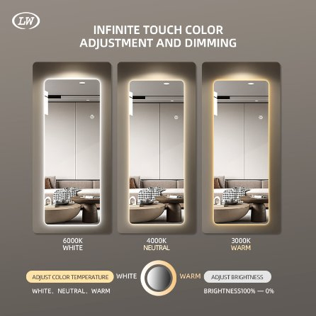 Luxury Home Hotel Different Size Vanity Wall-Hanging Rectangle Shaped Frame-Less Full-Length Dressing Clothing Mirror with Durable Decoration Furniture