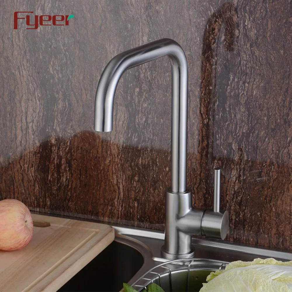 Fyeer 304 Stainless Steel Kitchen Sink Faucet with Single Handle