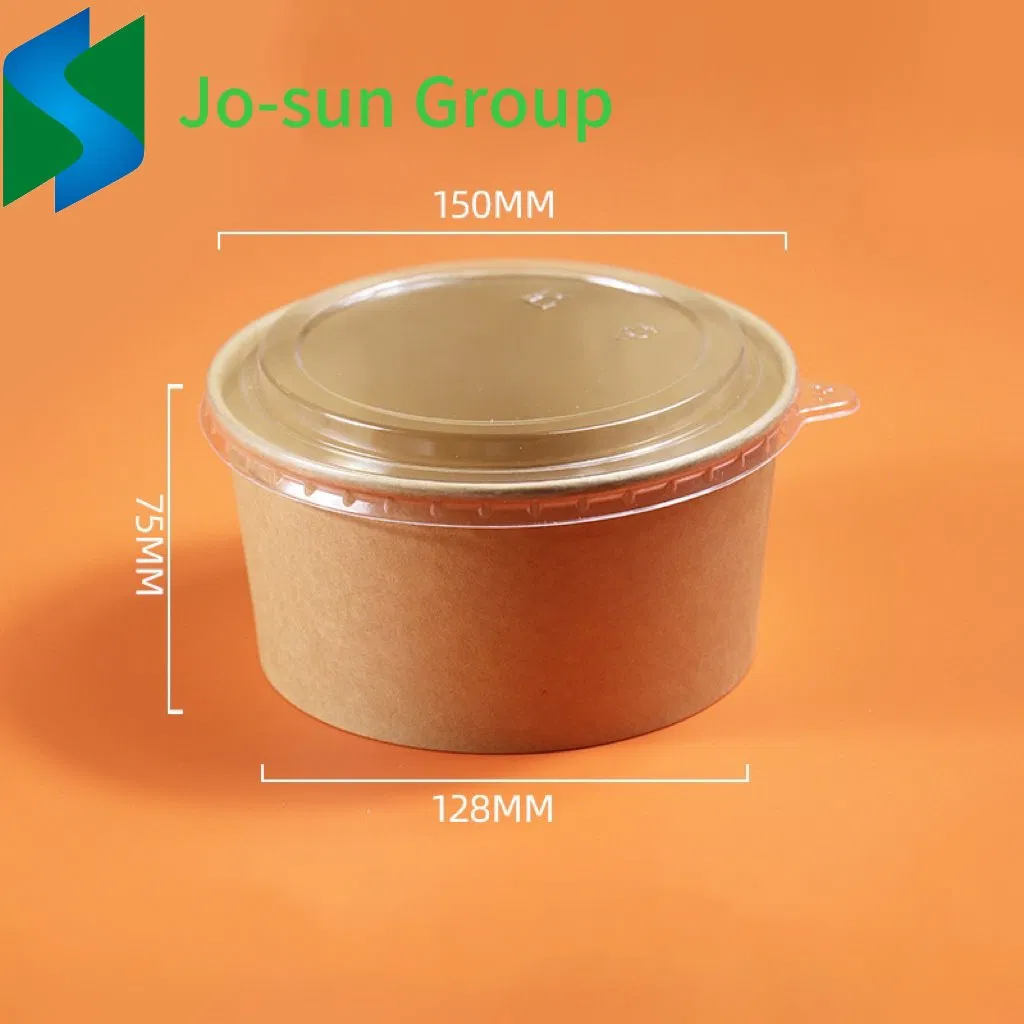 Kraft Paper Bowl with Pet Lid Salad Bowl Brown Disposable Craft Paper Kraft Paper Eco-Friendly Single Wall Salad Bowl Fo Accept