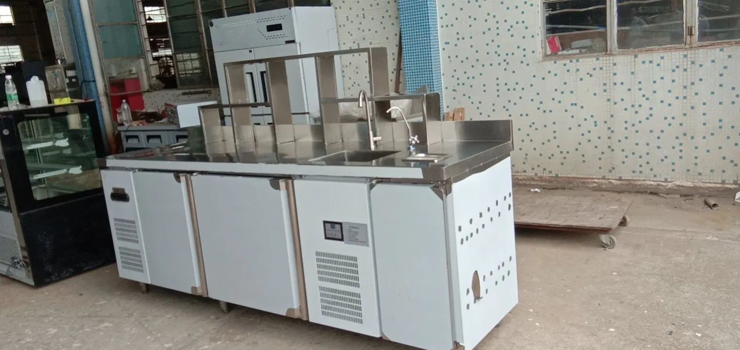 Junjian Customized Under Counter Refrigerator Used Stainless Steel Workbench Fridge for Milk Tea Shop