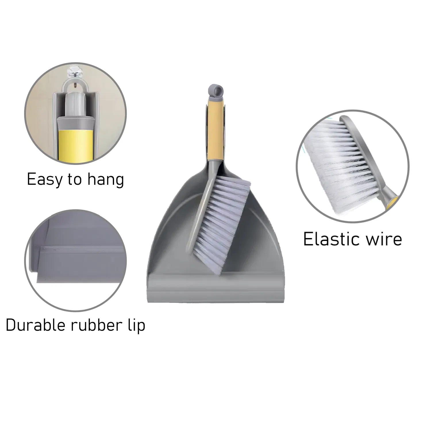 Handheld Cleaning Brush with Non-Slip Handle and Dustpan Combo