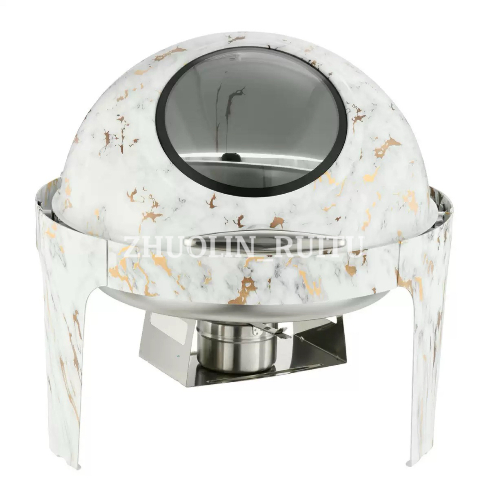 9L Rectangular Glass Lid White Catering Service Heating Pot Thicken Chaffers Chafer Dish Food Warmers Buffet Chafing Dishes for Catering