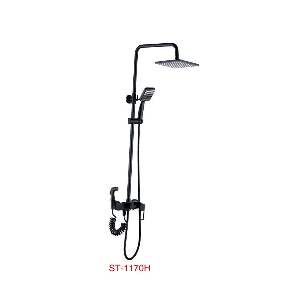 Black Luxury Brass Body Square Head Four Functions Shower for Bathroom Decorative