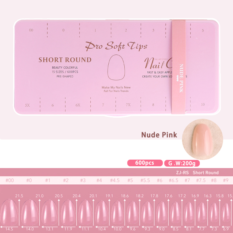 Nail Supplier Fake Acrylic Nail Gradient Nude Pink Short Round False Nails for Nail Beauty